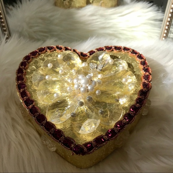 💝Crystal Heart Box Vintage Jewelry Valentine - Picture 7 of 15